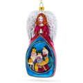 Angel with Three Wise Men Glass Christmas Ornament