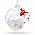 Clear Polar Bear Glass Christmas Ornament