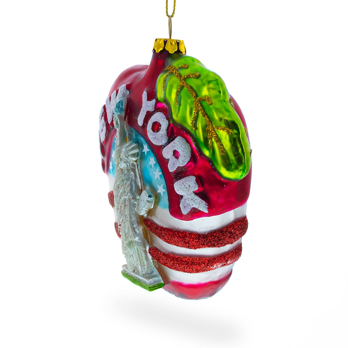 New York City Apple Symbol Glass Christmas Ornament