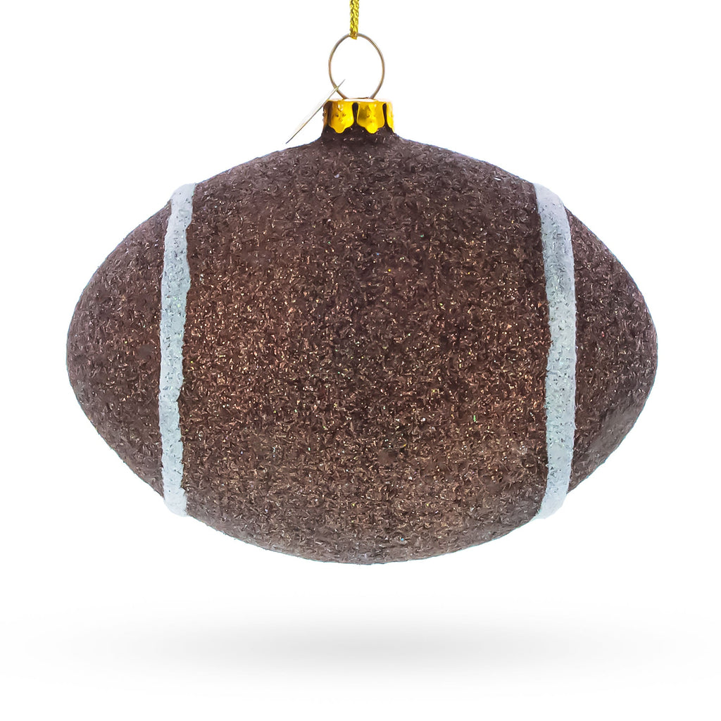 Sparkly Football Glass Christmas Ornament
