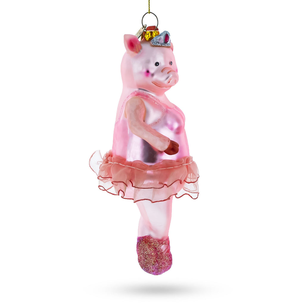Ballerina Pig Glass Christmas Ornament