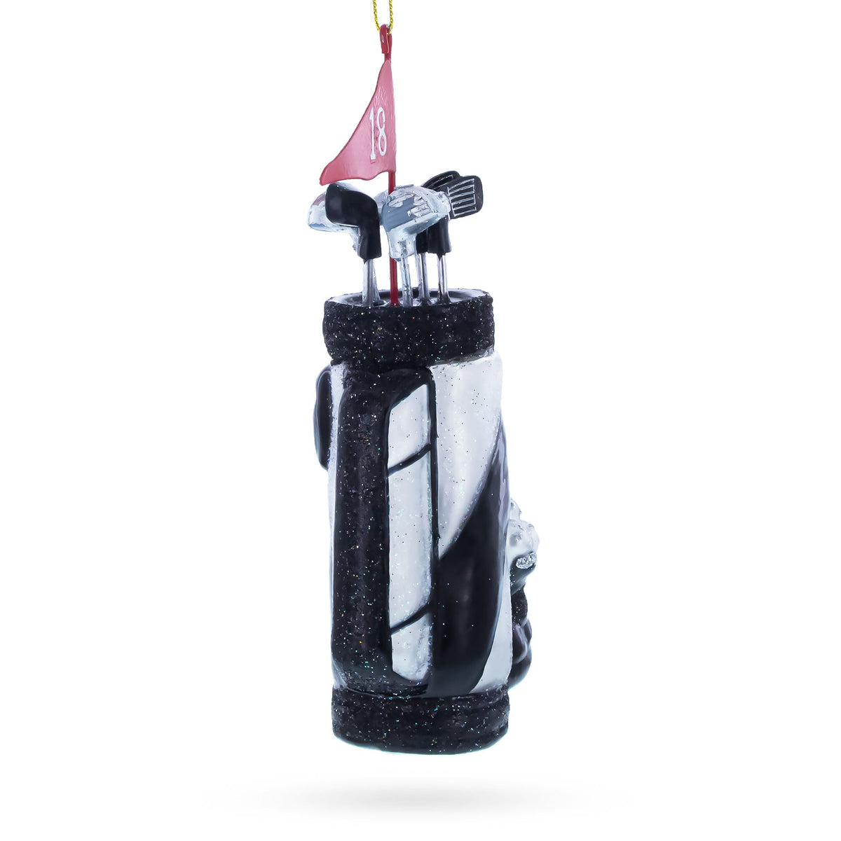 Golf Bag with Clubs Glass Christmas Ornament