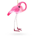 Pink Flamingo Glass Christmas Ornament
