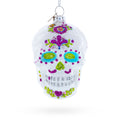 White Skull Glass Christmas Ornament
