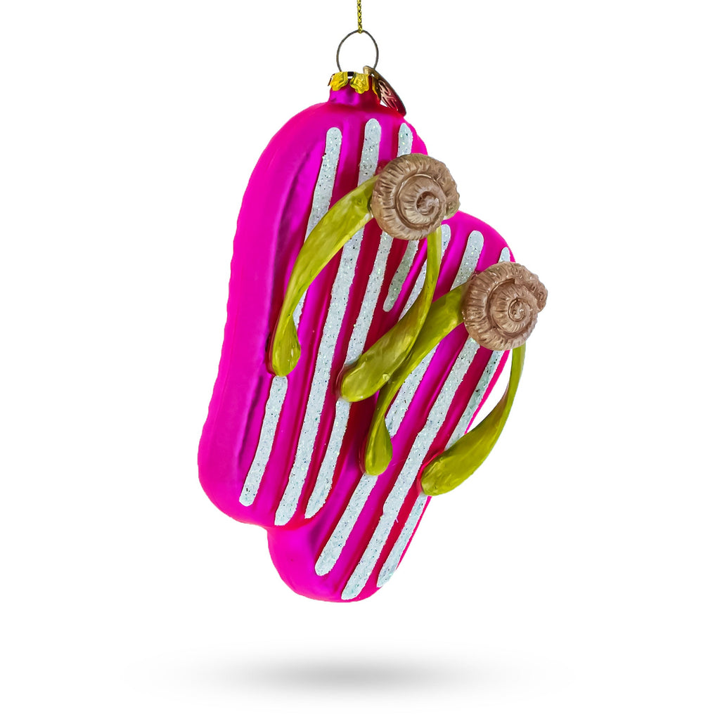 Pink Flip Flops Slippers Glass Christmas Ornament