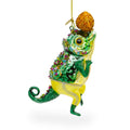 Chameleon Lizard Glass Christmas Ornament