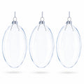 Set of 3 Oval Flat Discs Clear Glass Christmas Ornament, 5 Inches