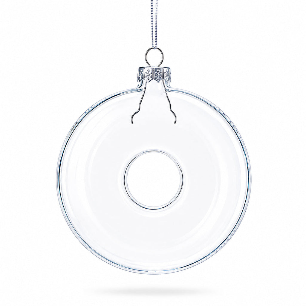 Doughnut Clear Glass Christmas Ornament