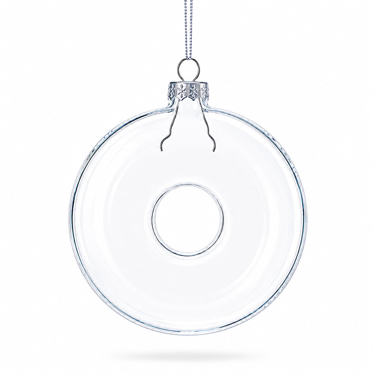 Doughnut Clear Glass Christmas Ornament