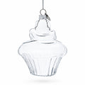 Cupcake Clear Glass Christmas Ornament