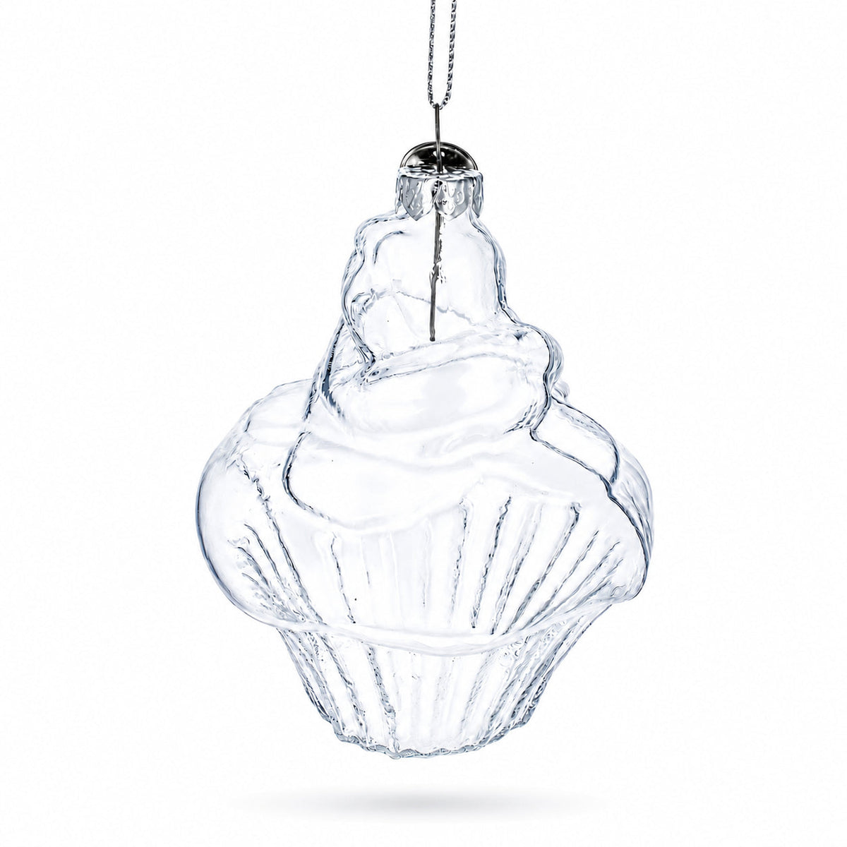 Cupcake Clear Glass Christmas Ornament