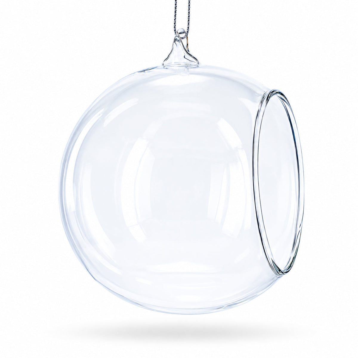 Spherical Openwork Clear Glass Christmas Ornament 4.5 Inches