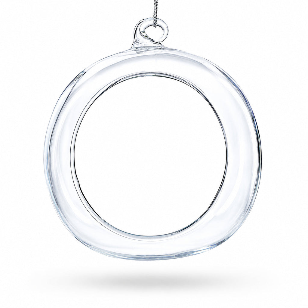 Spherical Openwork Clear Glass Christmas Ornament 4.5 Inches