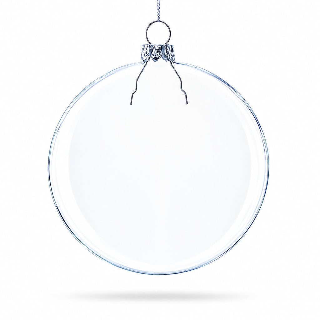 Set of 3 Clear Glass Flat Disc Medallion Christmas Ornaments