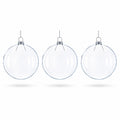 Set of 3 Clear Glass Flat Disc Medallion Christmas Ornaments