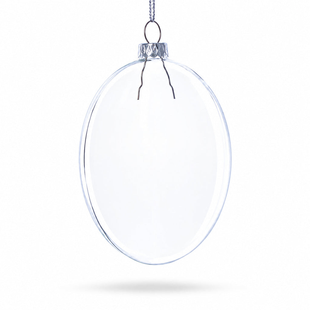 Set of 3 Clear Glass Flat Disc Medallion Christmas Ornaments