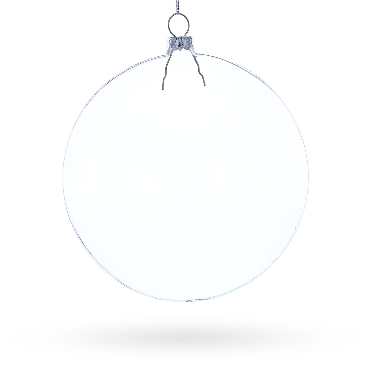 Set of 3 Flat Disc Clear Glass Christmas Ornaments 5.4 Inches