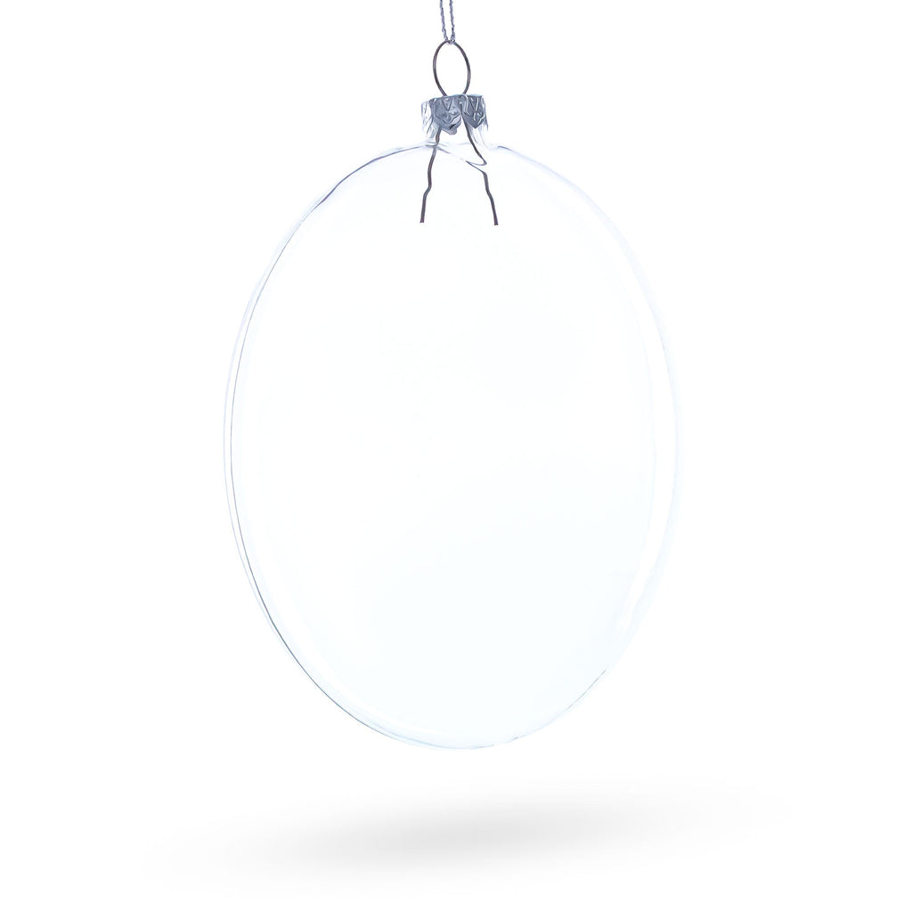 Set of 3 Flat Disc Clear Glass Christmas Ornaments 5.4 Inches