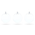 Set of 3 Flat Disc Clear Glass Christmas Ornaments 5.4 Inches