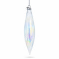 Iridescent Clear Glass Icicle Christmas Ornament 6.9 Inches