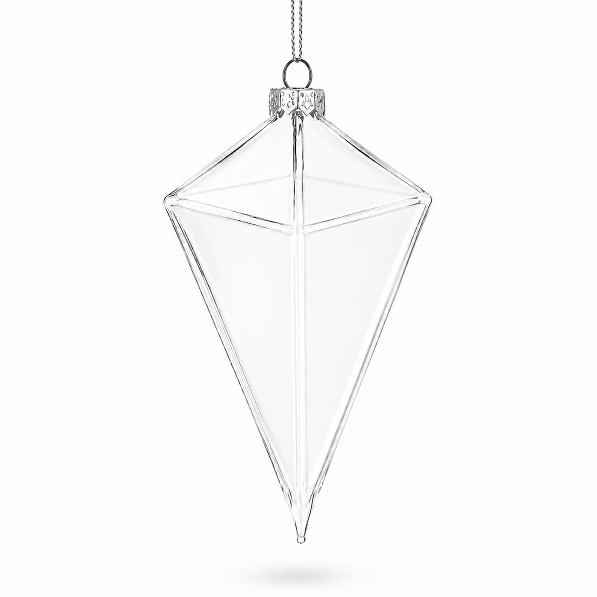 Diamond Clear Glass Christmas Ornament 3.6 Inches
