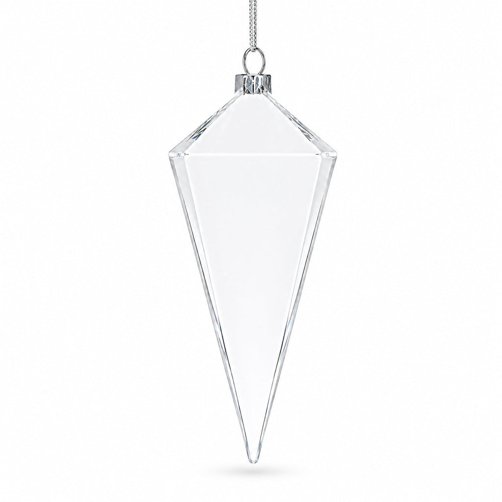 Diamond Clear Glass Christmas Ornament 3.6 Inches