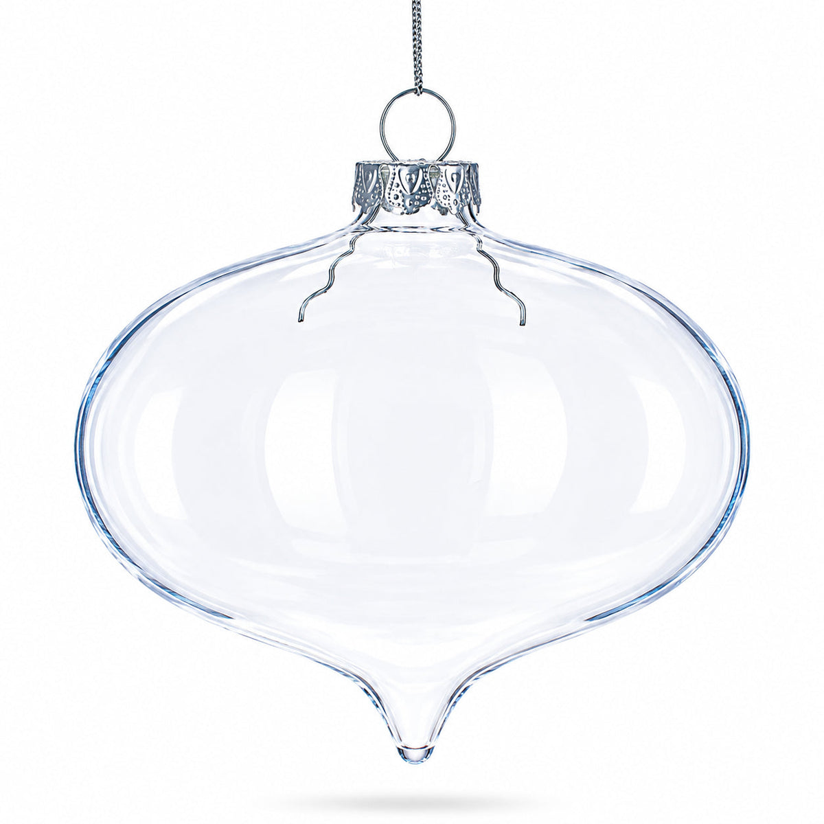 Set of 3 Onion Shape Clear Glass Christmas Ornament 4.15 Inches