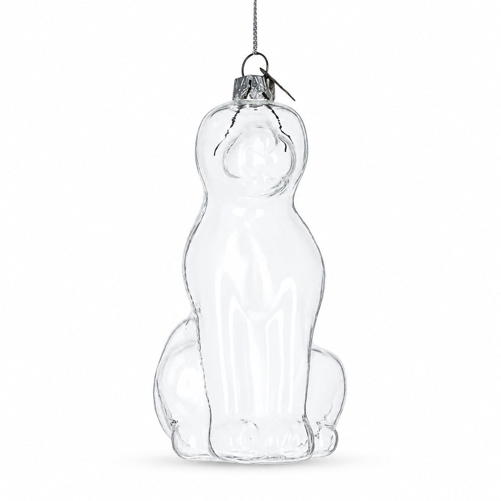 Unpainted Dog Clear Glass Christmas Ornament