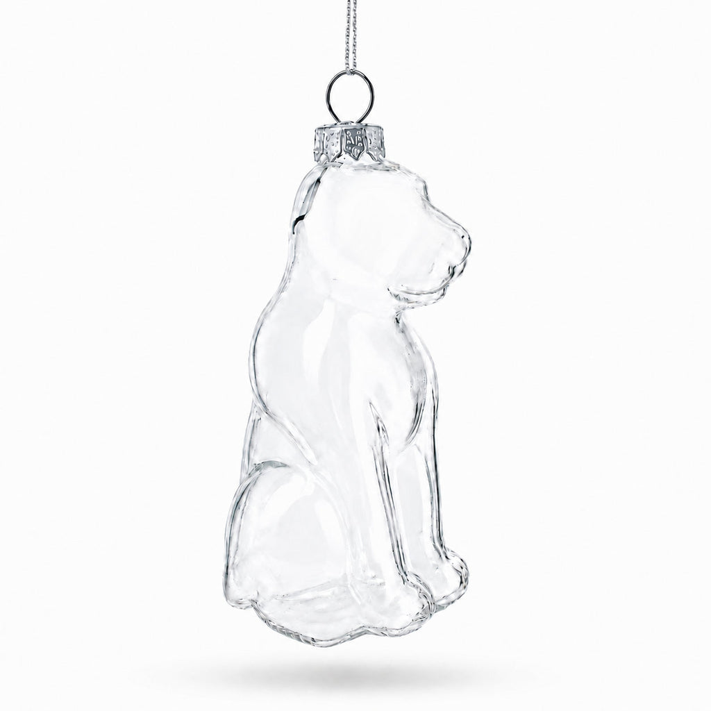 Unpainted Dog Clear Glass Christmas Ornament