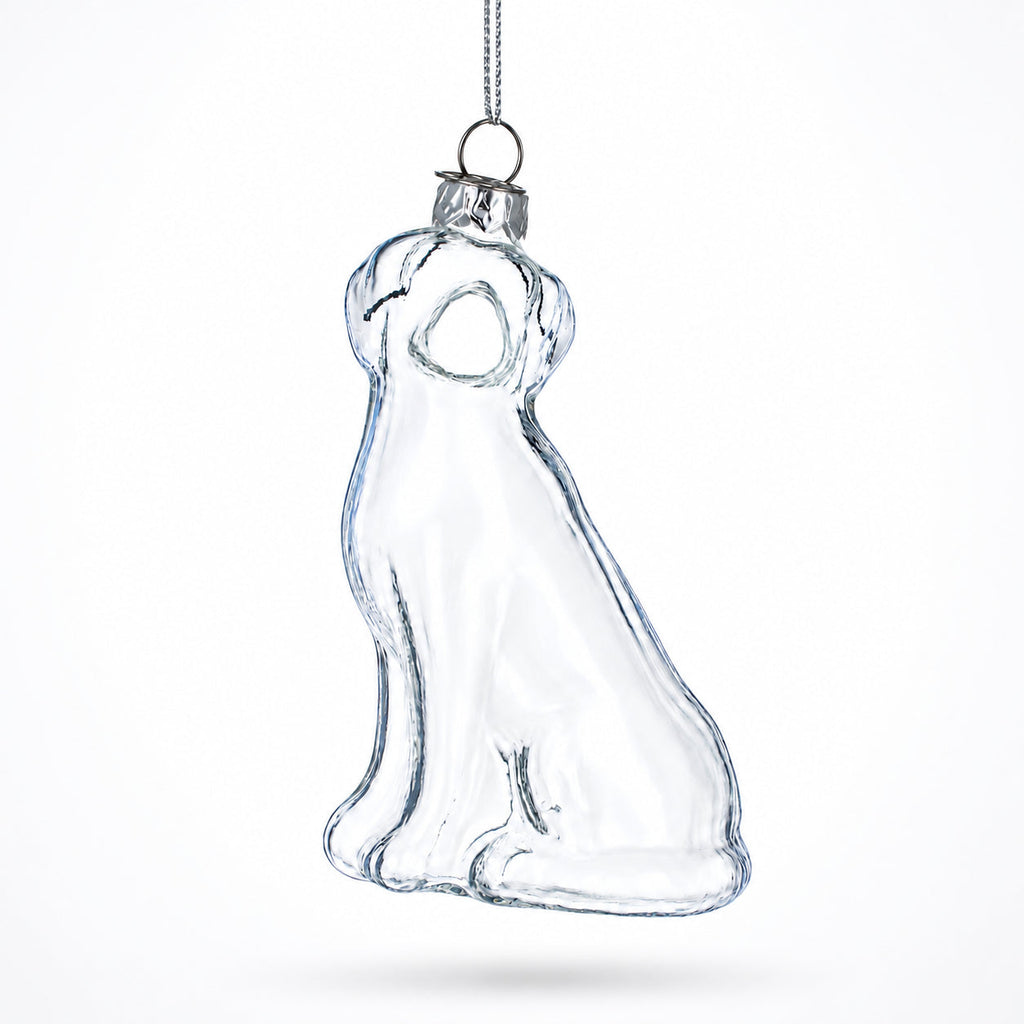 Transparent Dog Clear Glass Christmas Ornament