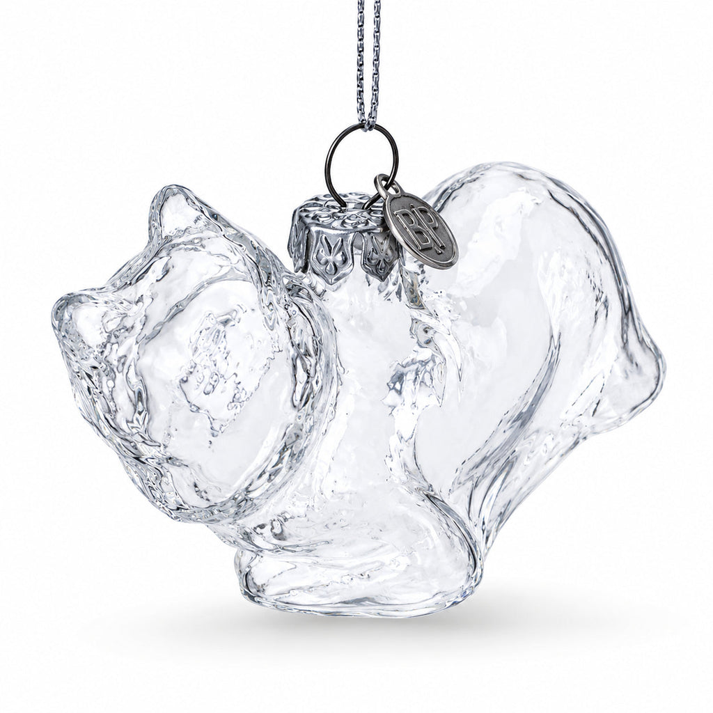 Cat in Scarf Clear Glass Christmas Ornament
