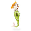 Mermaid Holding Sea Horse Glass Christmas Ornament