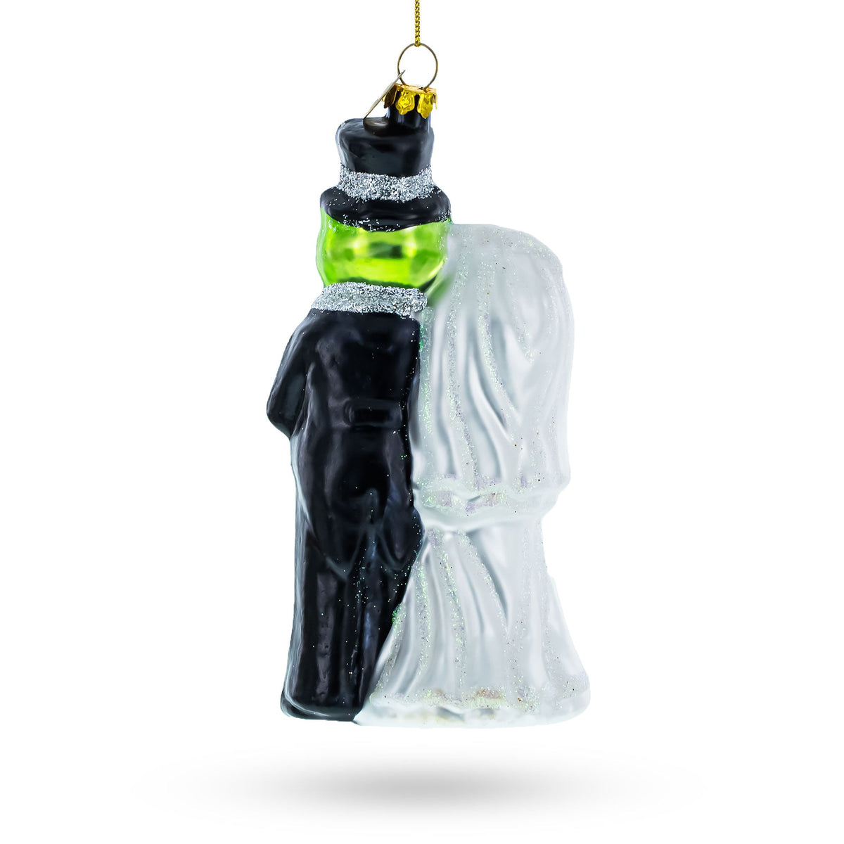 Frog Bride and Groom Glass Christmas Ornament
