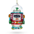Glittered Robot Glass Christmas Ornament