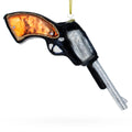 Revolver Handgun Glass Christmas Ornament