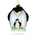 Penguins with Baby Chick Glass Christmas Ornament