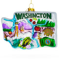 State of Washington Symbols, USA Glass Christmas Ornament
