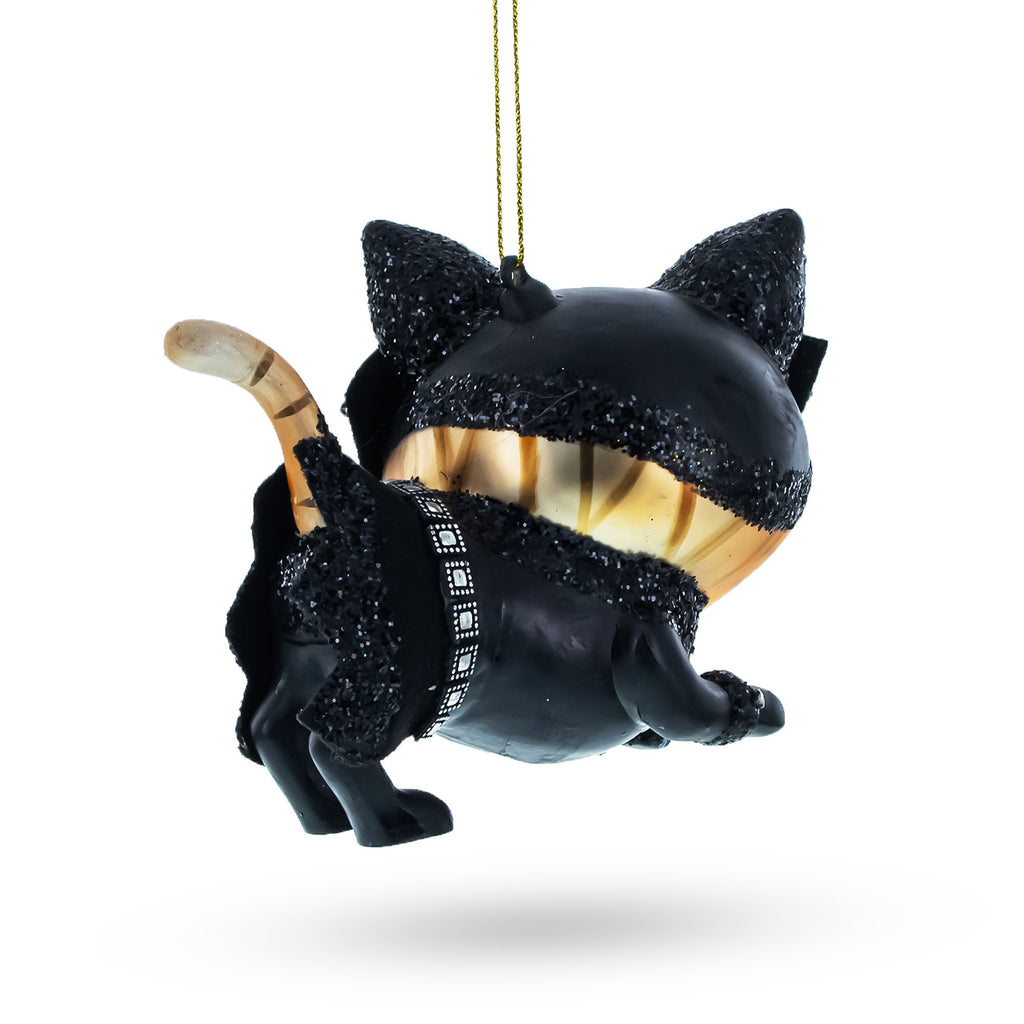 Cat in Mask Glass Christmas Ornament