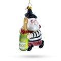 French Santa with Champagne Glass Christmas Ornament