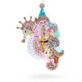 Santa Riding Seahorse Glass Christmas Ornament