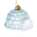 Winter Igloo with Icy Blue Snow Glitter Glass Christmas Ornament