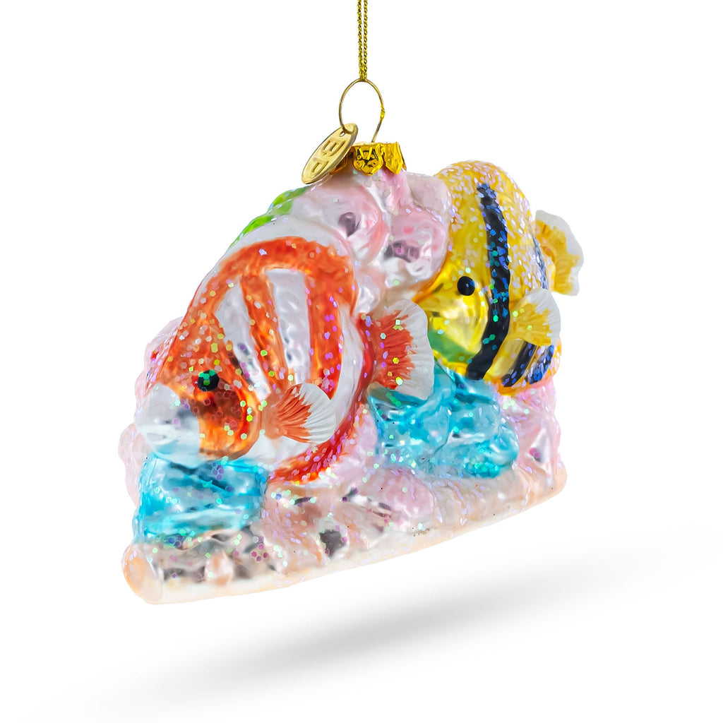 Coral Reef Fishes Glass Christmas Ornament