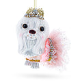Bolonka Dog with Crown Glass Christmas Ornament