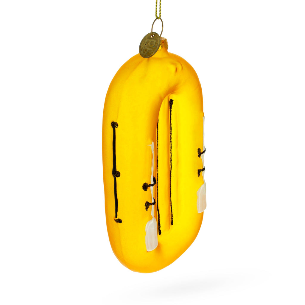 Yellow Rubber Boat Glass Christmas Ornament