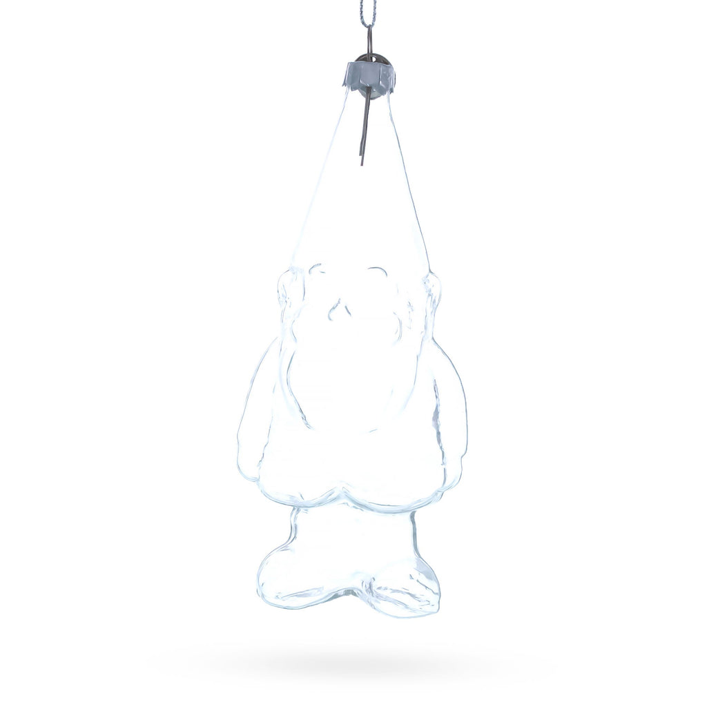 Enchanted Gnome Clear Glass Christmas Ornament