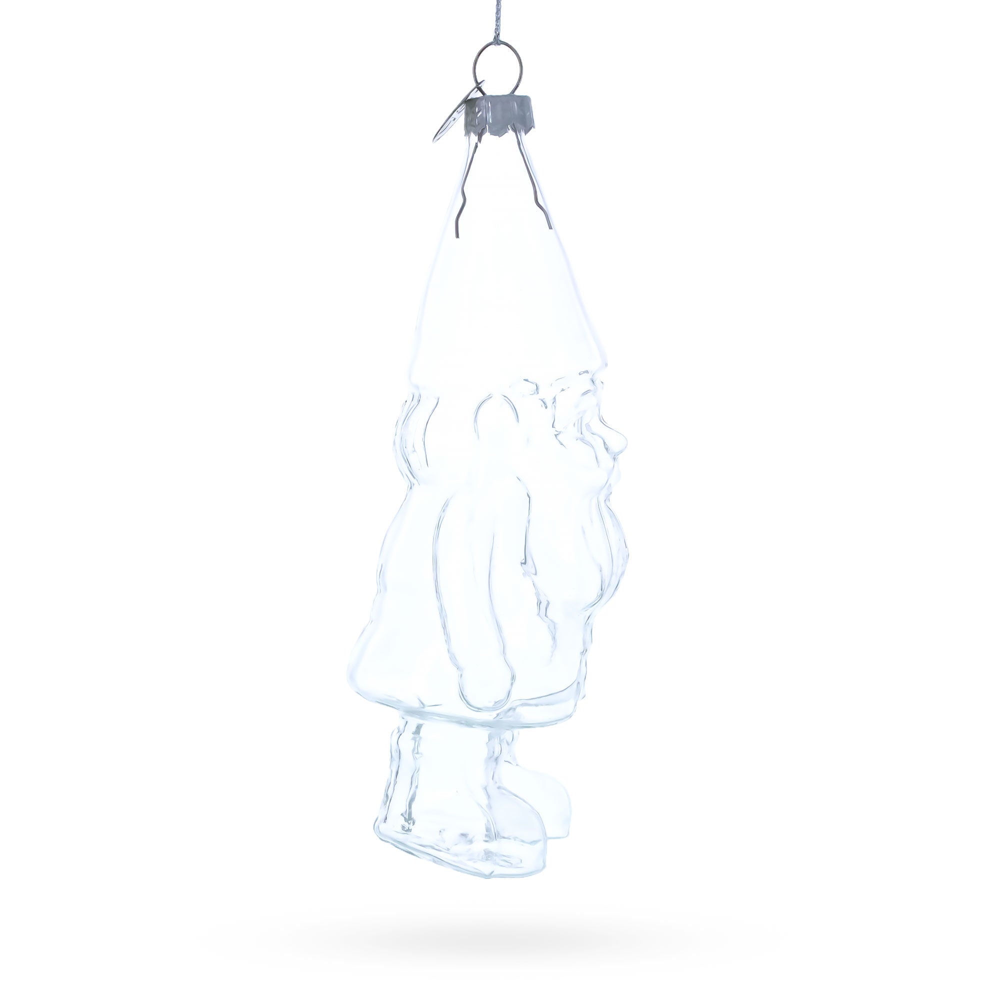 Enchanted Gnome Clear Glass Christmas Ornament