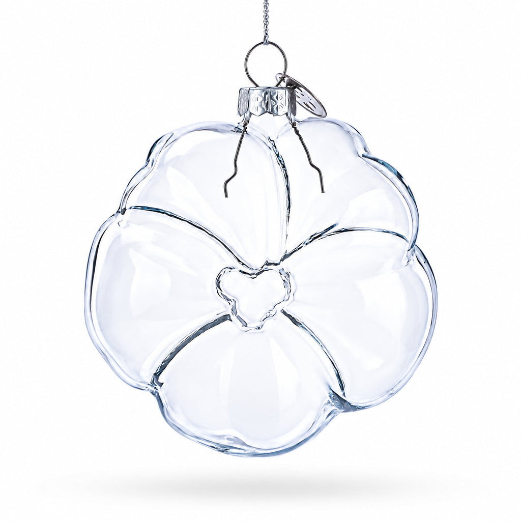 Flower-Shaped Clear Glass Christmas Ornament