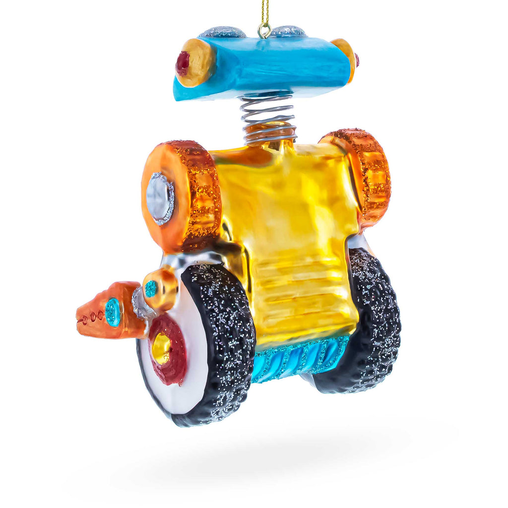 Robot on Wheels Glass Christmas Ornament