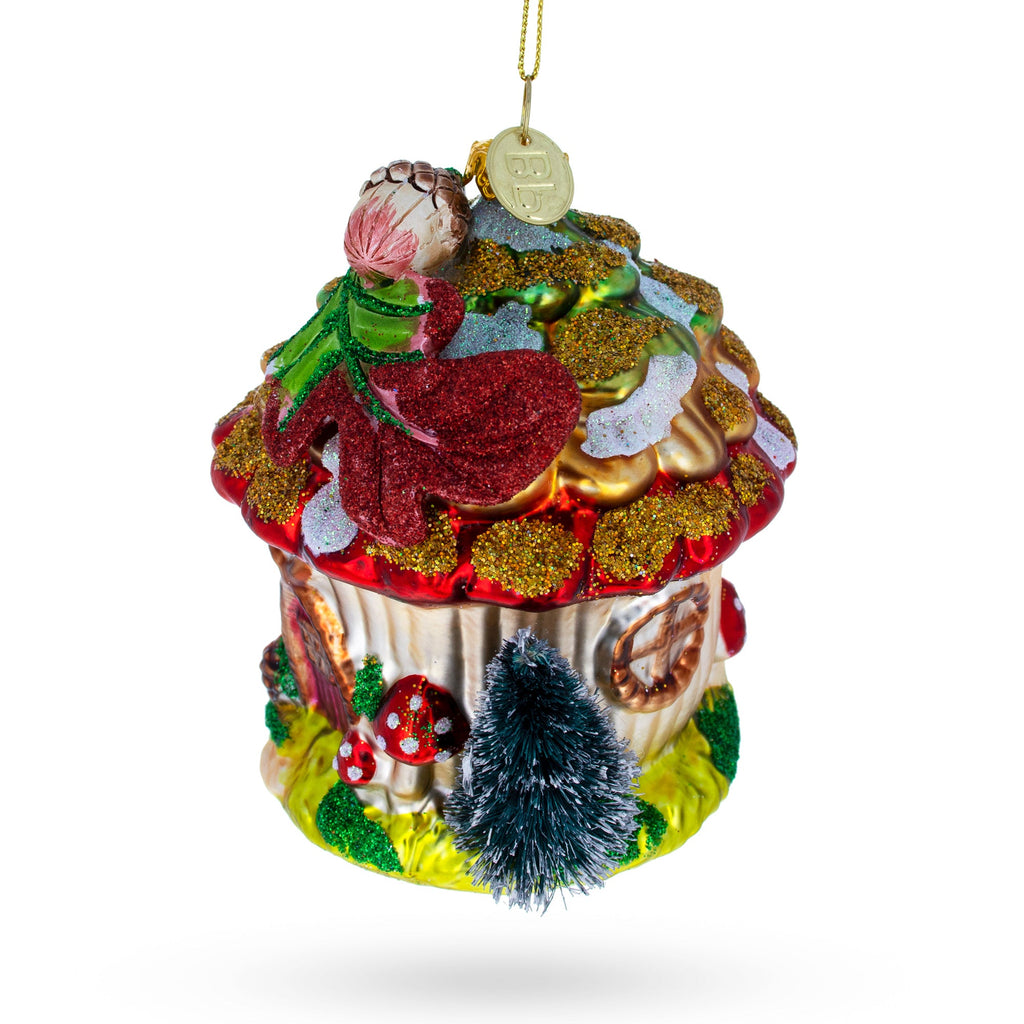 Fairy House Nestled in a Woodland Glade Glass Christmas Ornament