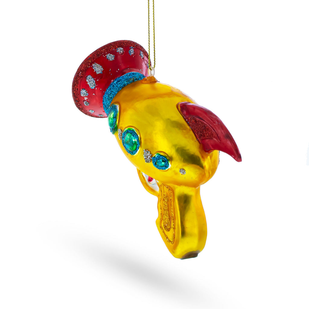 Futuristic Laser Gun Glass Christmas Ornament